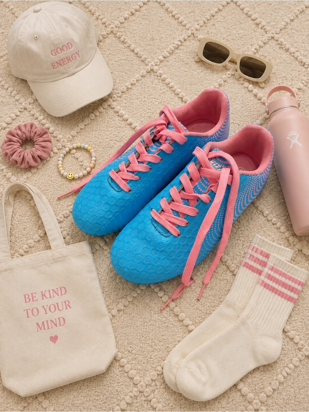 Girls Blue Pink Vizari Soccer Cleats Kids Youth Lace Up Outdoor Sports Shoes